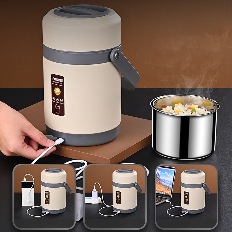 Baby Food Warmer Portable - USB Electric Heated Lunch Boxes Stainless