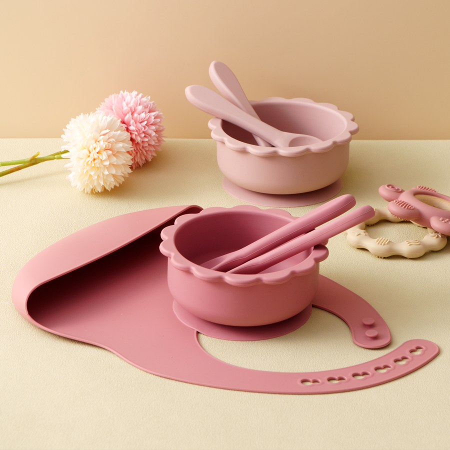 Baby Food Kit - 4PCS Baby Silicone Tableware Set Soft