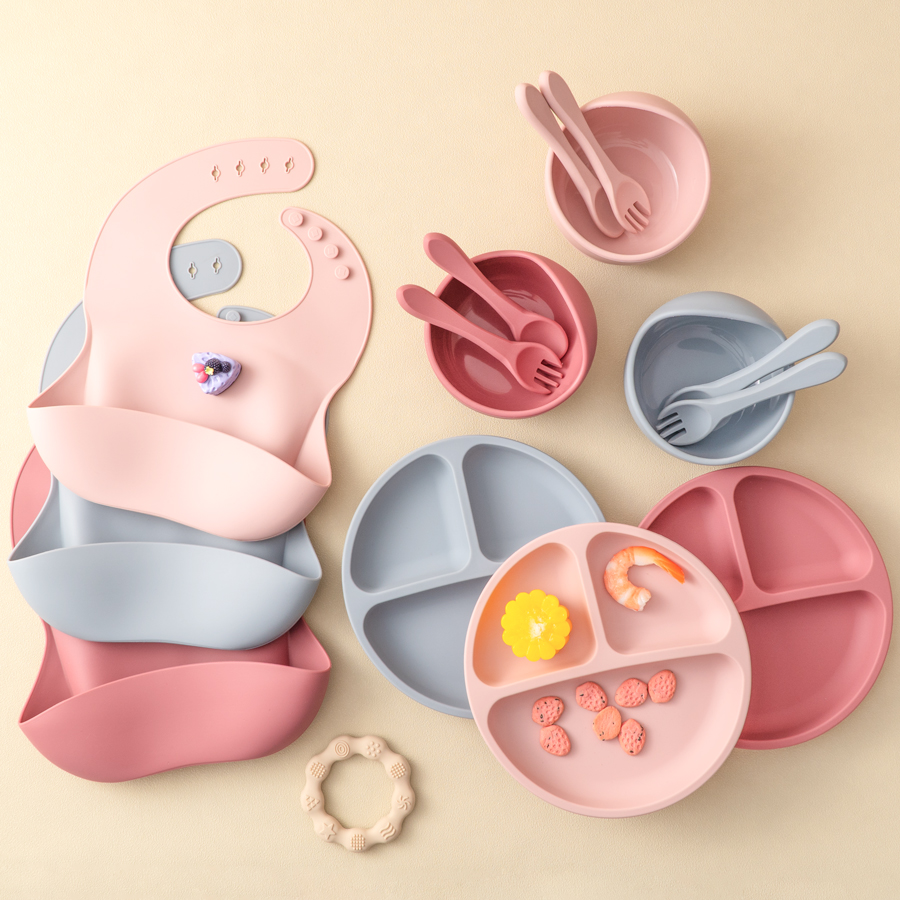 Baby Food Kit - 5Pcs Baby Silicone Feeding Set Round