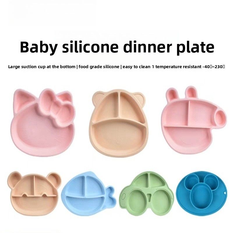Plate Suction Toddler - BPA freeCartoon Silicone Divided Plate for