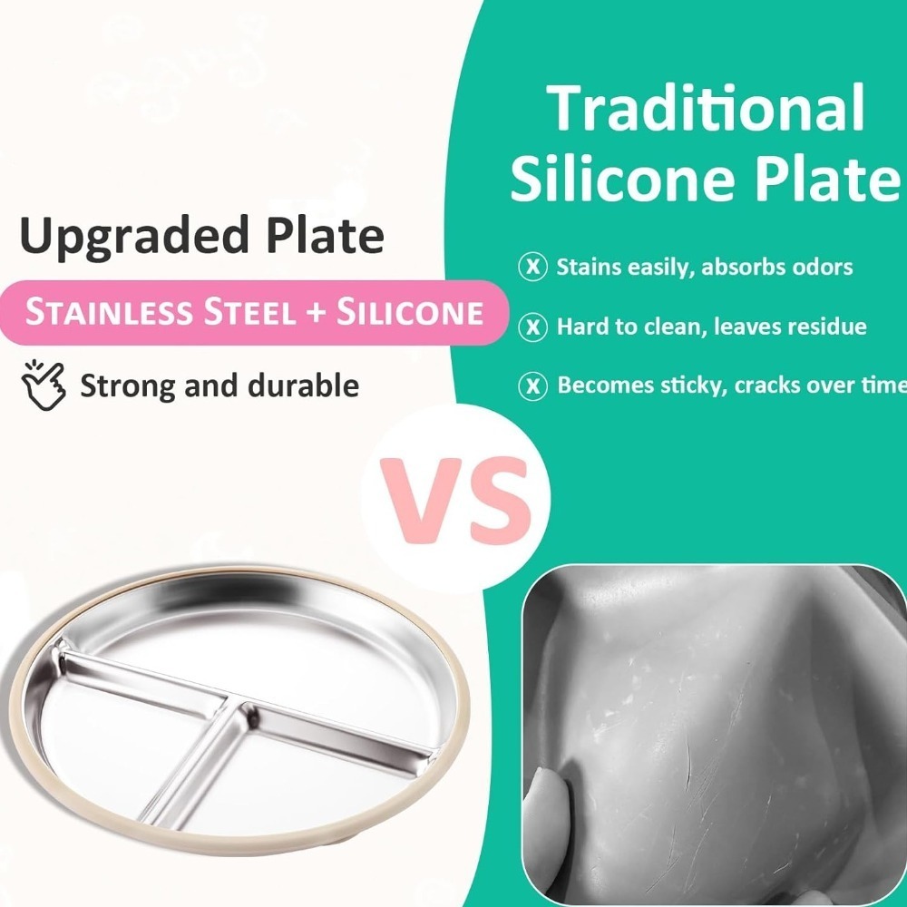 New Non-Slip Stainless Steel K - Plate Suction Toddler review and price