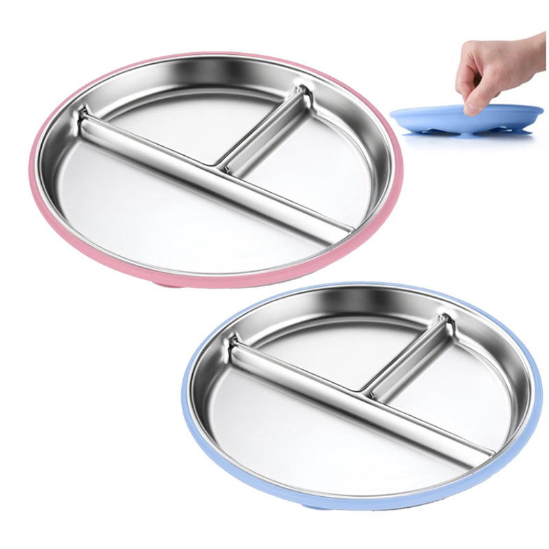 2PCS Stainless Steel Kids Plat - Plate Suction Toddler review and price