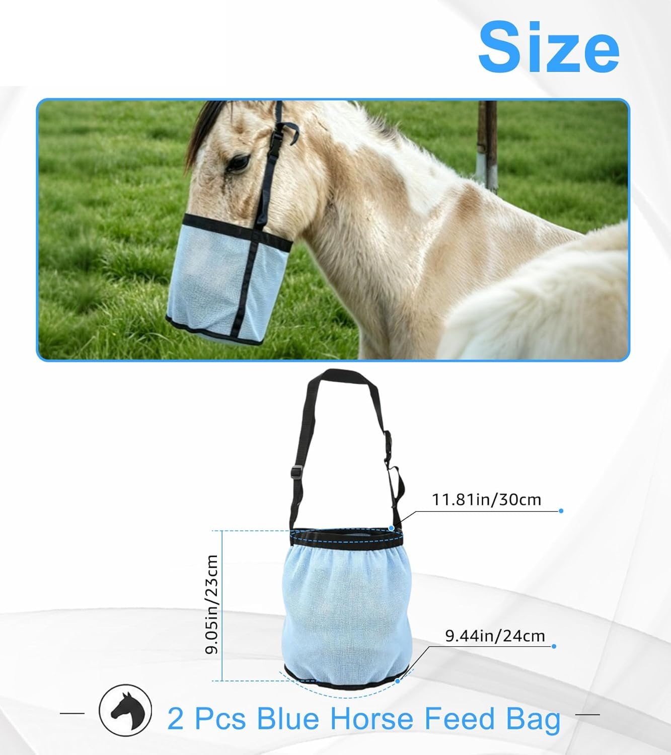 2pcs Horse Feed Bags Blue/Blac - Mesh Feeder Bag review and price